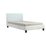King Single PU Leather Bed Frame White - Front View