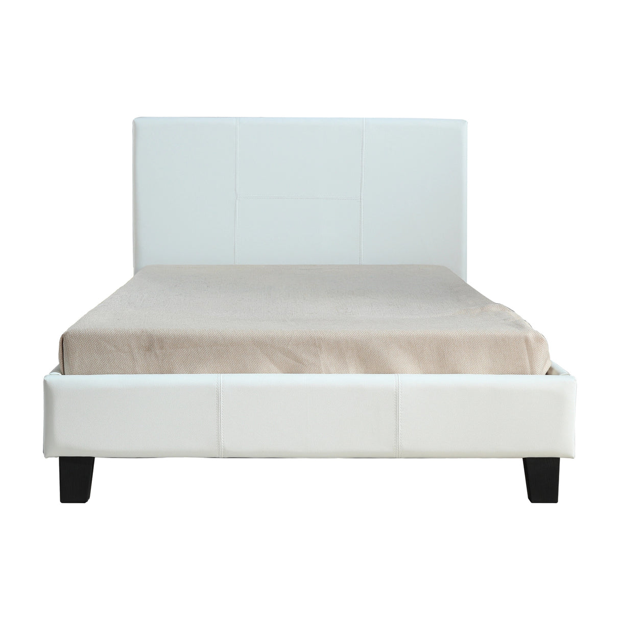 King Single PU Leather Bed Frame White