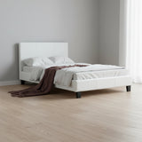 King Single PU Leather Bed Frame White