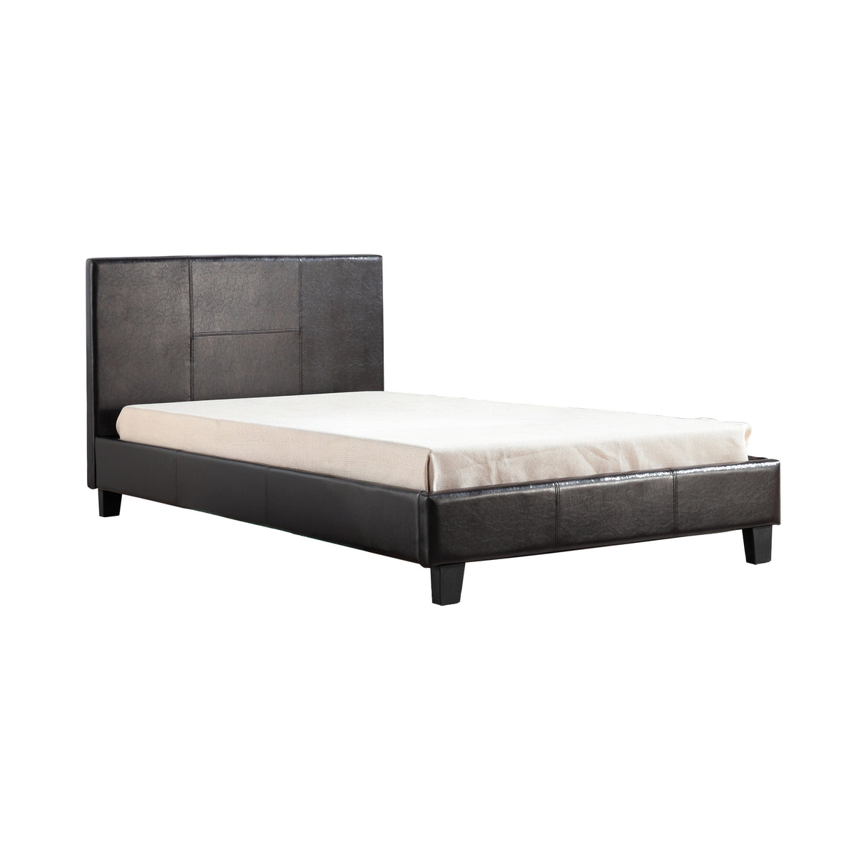 King Single PU Leather Bed Frame Brown