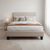 King Single Linen Fabric Bed Frame Beige