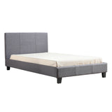 King Single Linen Fabric Bed Frame Grey - Front View