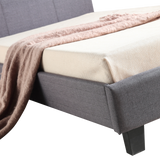 King Single Linen Fabric Bed Frame Grey