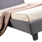 King Single Linen Fabric Bed Frame Grey