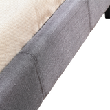 King Single Linen Fabric Bed Frame Grey - Rear View
