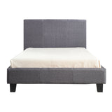 King Single Linen Fabric Bed Frame Grey - Low Angle