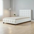 King Single PU Leather Deluxe Bed Frame White