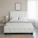 King Single PU Leather Deluxe Bed Frame White - Side View