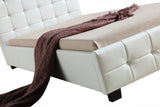 King Single PU Leather Deluxe Bed Frame White - Top-Down View