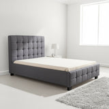 King Single Linen Fabric Deluxe Bed Frame Grey
