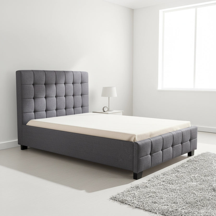 King Single Linen Fabric Deluxe Bed Frame Grey