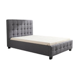 King Single Linen Fabric Deluxe Bed Frame Grey - Front View