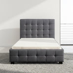 King Single Linen Fabric Deluxe Bed Frame Grey