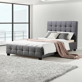 King Single Linen Fabric Deluxe Bed Frame Grey