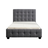 King Single Linen Fabric Deluxe Bed Frame Grey - Rear View