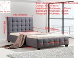 King Single Linen Fabric Deluxe Bed Frame Grey - Low Angle