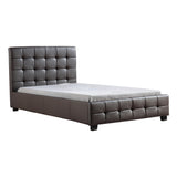 King Single PU Leather Deluxe Bed Frame Brown - Front View