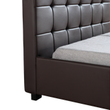 King Single PU Leather Deluxe Bed Frame Brown - Top-Down View