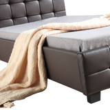 King Single PU Leather Deluxe Bed Frame Brown