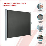 1.8X3M Retractable Side Awning Shade - Side View