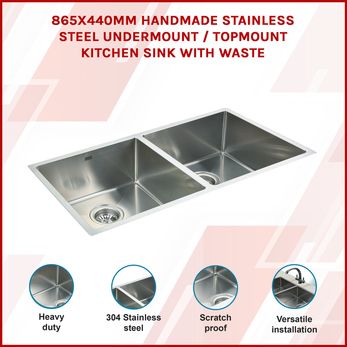 Stainless Steel Sink - 865 x 440mm