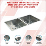 Stainless Steel Sink - 865 x 440mm