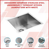 Stainless Steel Sink - 510x450mm - 45-Degree Angle