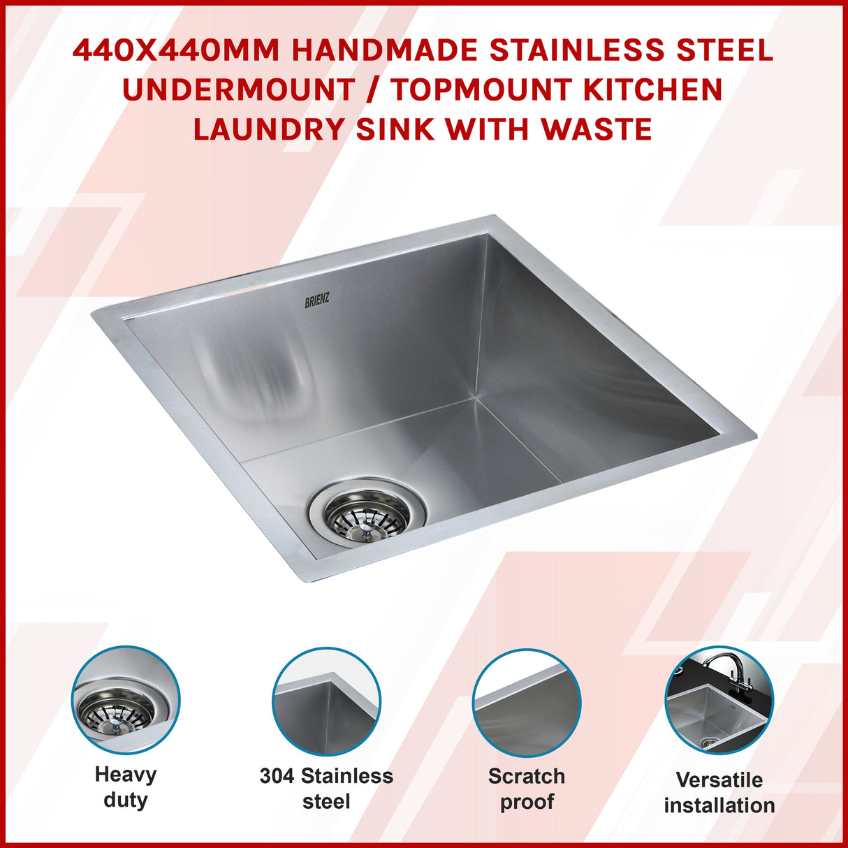 Stainless Steel Sink - 440 x 440mm