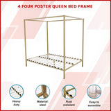4 Four Poster Queen Bed Frame