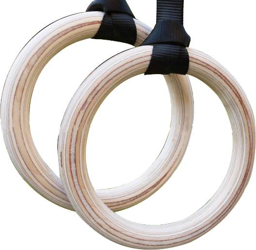 Birch Wood Gymnastic Rings with Adjustable Straps &ndash; Strength & Calisthenics Training