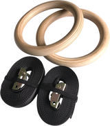 Birch Wood Gymnastic Rings with Adjustable Straps &ndash; Strength & Calisthenics Training - Rear View