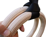 Birch Wood Gymnastic Rings with Adjustable Straps &ndash; Strength & Calisthenics Training - Close-Up Angle