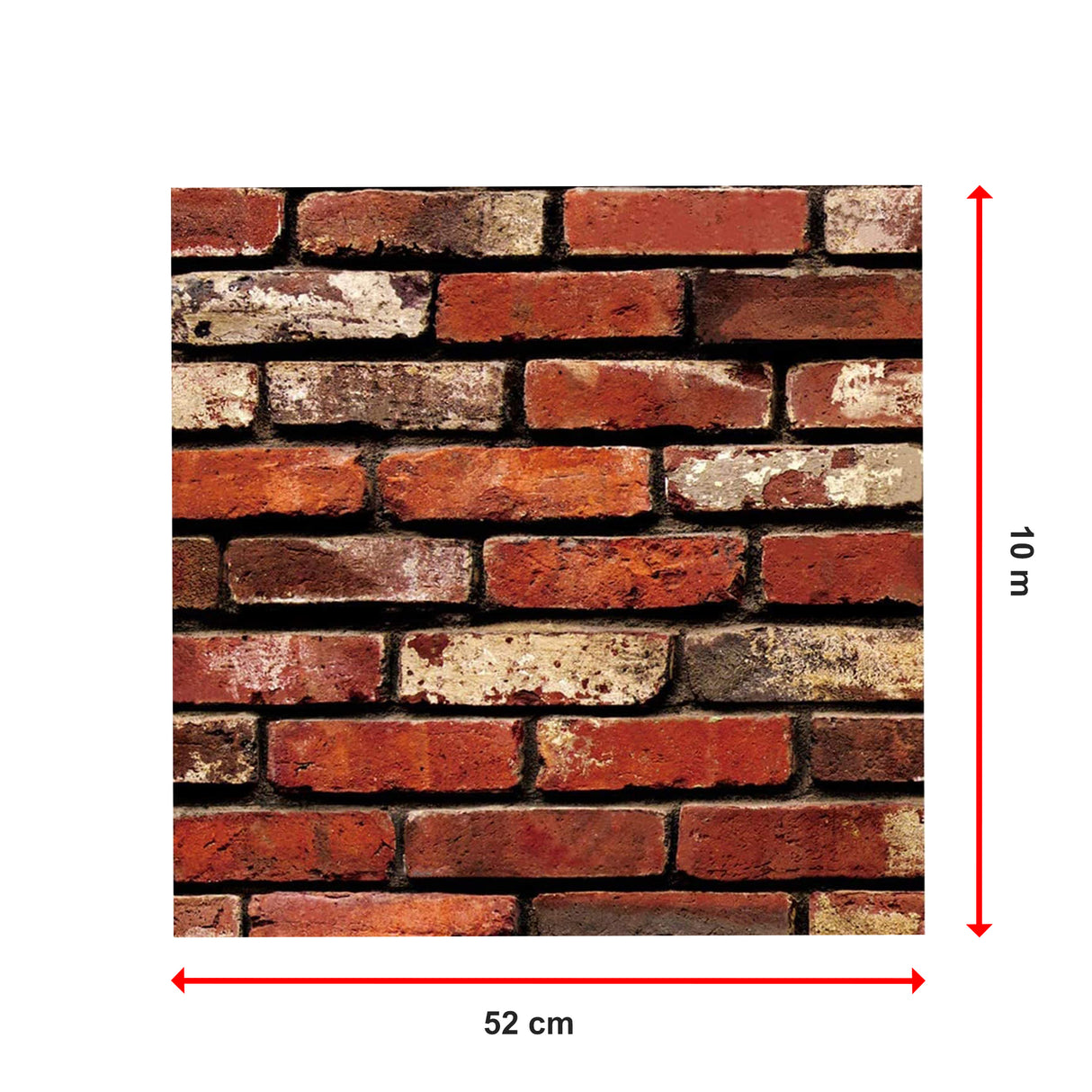 10m 3D Red Brick Print Theme Wallpaper