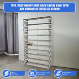 50 Pairs 10 Tiers Shoe Rack - Low Angle