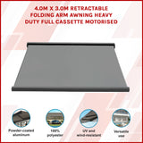 Heavy Duty Full Cassette Motorised Awning - 4.0m x 3.0m - Side View