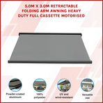 Heavy Duty Full Cassette Motorised Awning - 5.0m x 3.0m