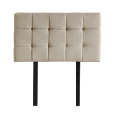 Linen Fabric Single Bed Deluxe Headboard Bedhead - Beige - Side View