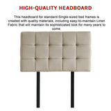 Linen Fabric Single Bed Deluxe Headboard Bedhead - Beige - Extra Image
