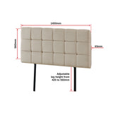 Linen Fabric Double Bed Deluxe Headboard Bedhead - Beige - Extra Image