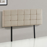 Linen Fabric Double Bed Deluxe Headboard Bedhead - Beige - Side View