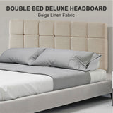 Linen Fabric Double Bed Deluxe Headboard Bedhead - Beige - Top-Down View