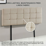 Linen Fabric Double Bed Deluxe Headboard Bedhead - Beige - Rear View