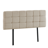 Linen Fabric Double Bed Deluxe Headboard Bedhead - Beige - Low Angle