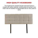Linen Fabric Double Bed Deluxe Headboard Bedhead - Beige - Extra Image