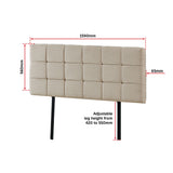 Linen Fabric Queen Bed Deluxe Headboard Bedhead - Beige - Extra Image