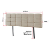 Linen Fabric King Bed Deluxe Headboard Bedhead - Beige - Extra Image