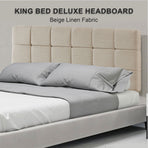 Linen Fabric King Bed Deluxe Headboard Bedhead - Beige