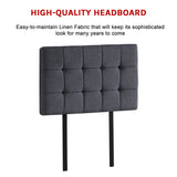 Linen Fabric Single Bed Deluxe Headboard Bedhead - Grey - Top-Down View