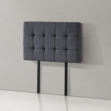 Linen Fabric Single Bed Deluxe Headboard Bedhead - Grey - 45-Degree Angle