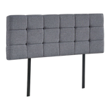 Linen Fabric Double Bed Deluxe Headboard Bedhead - Grey - Front View